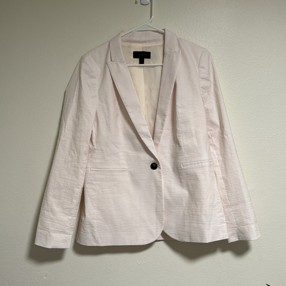 J. Crew Pink and White Stripe Blazer
